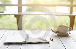 Stock photo :Breakfast with coffee and fresh strawberry pie on