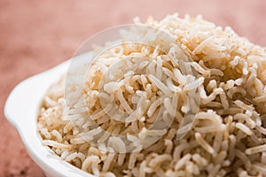 Cooked or steamed Brown basmati rice served in bowl