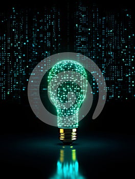 Light Bulb over Tech-Themed Background - Generative AI Art photo