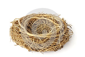 Stock Photo:empty bird nest on white