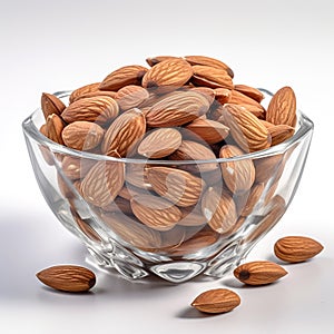 almond nuts in a glass bowl