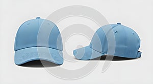 Blue Baseball Cap Mockup - Front and Side View