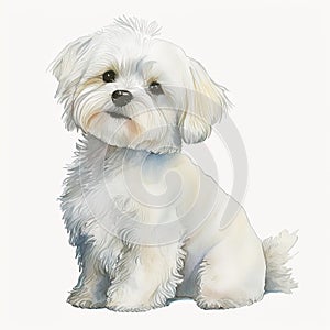 Cute Maltese Puppy in Watercolor: A Lovable Addition to Your Designs AI Generated photo