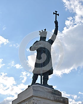 Stock photo monument of stefan cel mare in chisinau moldova