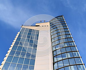 Stock photo perspective and underside textured background of modern glass buildin photo