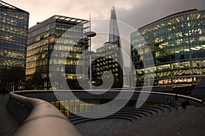 Stock photo shows view of London, England featuring the city's iconic skyscrapers