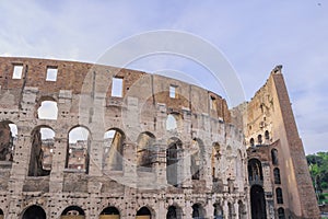 Stock Photo View of the facade Colosseum in Rome, Italy. Coliseum