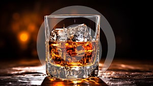 Stock photo of whiskey into a glass with copy space photo