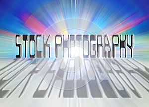 Stock photography sign text words photo photos photographic shadow fonts sun rays rise blue