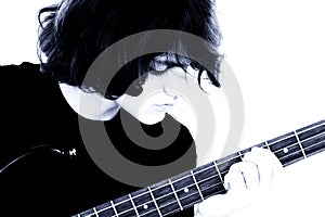 Stock Photography: Young Teen Boy Playing Bass Guitar