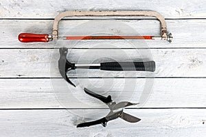 Tools on a wooden background