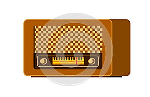 Stock retro radio icon. Vintage radio broadcast broadcasting communication flat design illustration