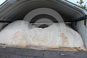 Stock with road salt at the municipal yard of the municipality of Zuidplas