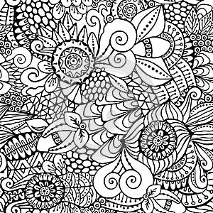 Stock seamless flower, doodle pattern. abstract art backg