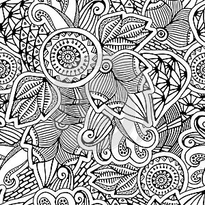 Stock seamless flower, doodle pattern. abstract art backg