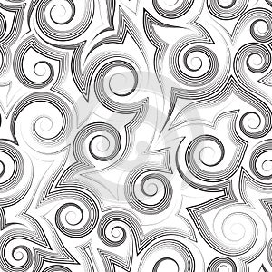 Stock seamless vector pattern of smooth and broken lines and spirals.Stock seamless vector pattern of geometric and