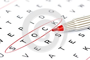 Stock in solving crossword puzzle