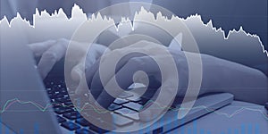 Stock trader trading by Analyzing  stock graph chart