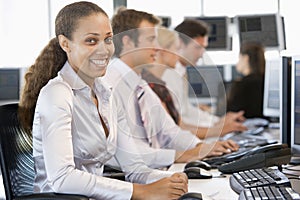 Stock Traders Working At Computers