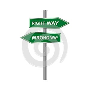 Stock vector arrows sign right way and wrong way