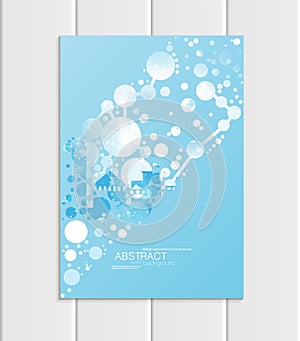 Brochure A5 or A4 format design Christmas urban city, abstract circles, winter landscape New Year 2018