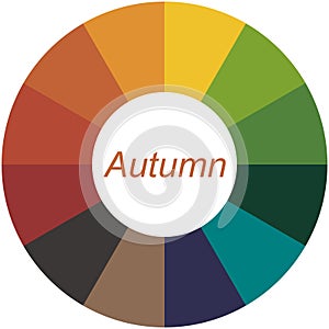 Stock vector color guide. Seasonal color analysis palette for autumn type