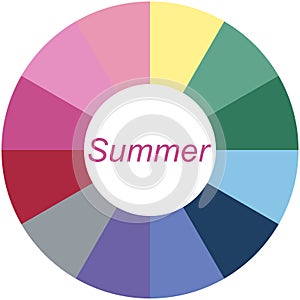 Stock vector color guide. Seasonal color analysis palette for summer type
