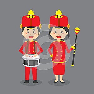 Stock Vector Couple Character Marching Band