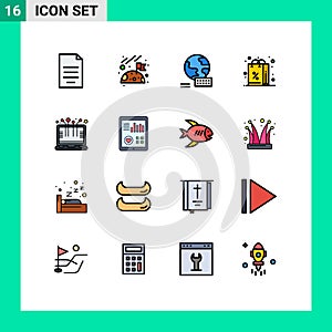 Stock Vector Icon Pack of 16 Line Signs and Symbols for device, smart technology, world, shopping, gift