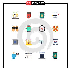 Stock Vector Icon Pack of 16 Line Signs and Symbols for sandal, genetic modification, stripe, genetic engineering, chromosome