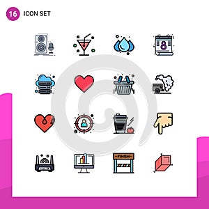 Stock Vector Icon Pack of 16 Line Signs and Symbols for web, internet, rainy, hosting, feminism