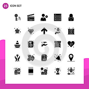 Stock Vector Icon Pack of 25 Line Signs and Symbols for on, control, man, website, site