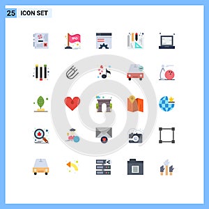 Stock Vector Icon Pack of 25 Line Signs and Symbols for device, interior design, bar, blueprints, setting