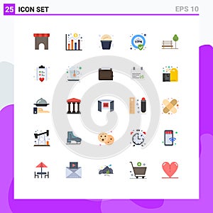 Stock Vector Icon Pack of 25 Line Signs and Symbols for hotel, chair, popcorn, banch, security