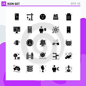 Stock Vector Icon Pack of 25 Line Signs and Symbols for interface, shopping, golfball, printer, fax