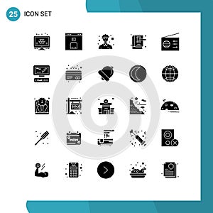 Stock Vector Icon Pack of 25 Line Signs and Symbols for law book, gavel, people, book, person