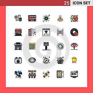 Stock Vector Icon Pack of 25 Line Signs and Symbols for love, food, london, dinner, money