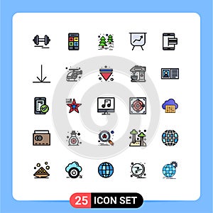 Stock Vector Icon Pack of 25 Line Signs and Symbols for pay, mobile, forest, e, performance