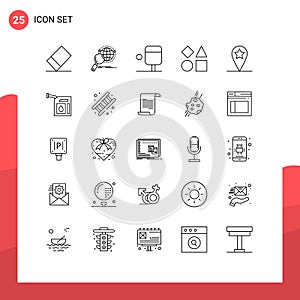 Stock Vector Icon Pack of 25 Line Signs and Symbols for petrol, car, bricks, star, geo