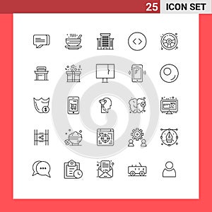 Stock Vector Icon Pack of 25 Line Signs and Symbols for play, fun, building, racing car, circle