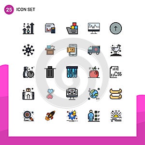 Stock Vector Icon Pack of 25 Line Signs and Symbols for ship, logistic, budget, good, report