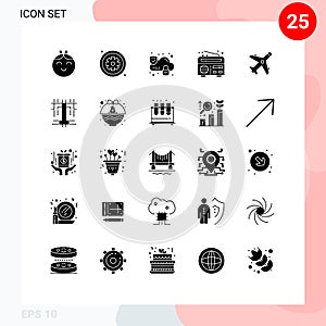 Stock Vector Icon Pack of 25 Line Signs and Symbols for shopping, market, cloud, ecommerce, news