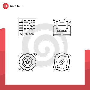 Stock Vector Icon Pack of 4 Line Signs and Symbols for ableton, shop, computer, board, quality