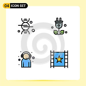 Stock Vector Icon Pack of 4 Line Signs and Symbols for adn, customer, medical, green, customer support