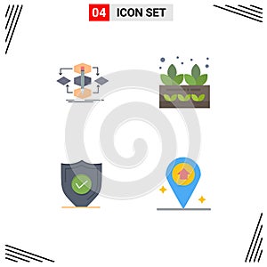 Stock Vector Icon Pack of 4 Line Signs and Symbols for algorithm, confirm, model, grower, security