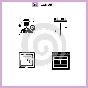 Stock Vector Icon Pack of 4 Line Signs and Symbols for delete, business, recruitment, gardener, marketing