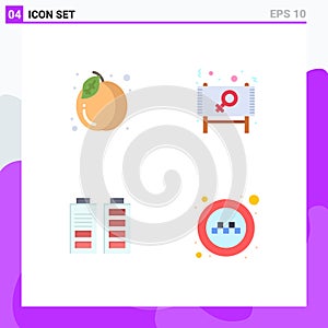 Stock Vector Icon Pack of 4 Line Signs and Symbols for pack, acumulator, fruit, day, power