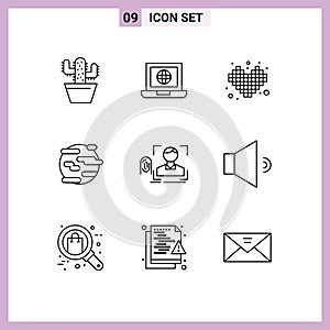 Stock Vector Icon Pack of 9 Line Signs and Symbols for finger, smoke, competition, pollution, environment