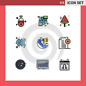 Stock Vector Icon Pack of 9 Line Signs and Symbols for loudspeaker, announcement, streamline, left, arrow