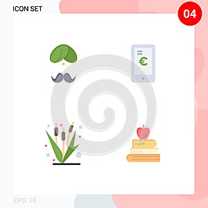 Stock Vector Icon Pack of 4 Line Signs and Symbols for hindu, euro, man, turba, corn photo
